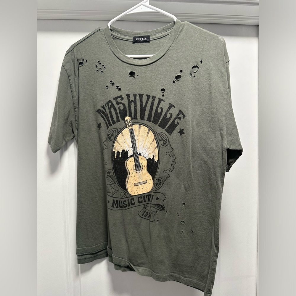 Nashville Green Ripped T-Shirt